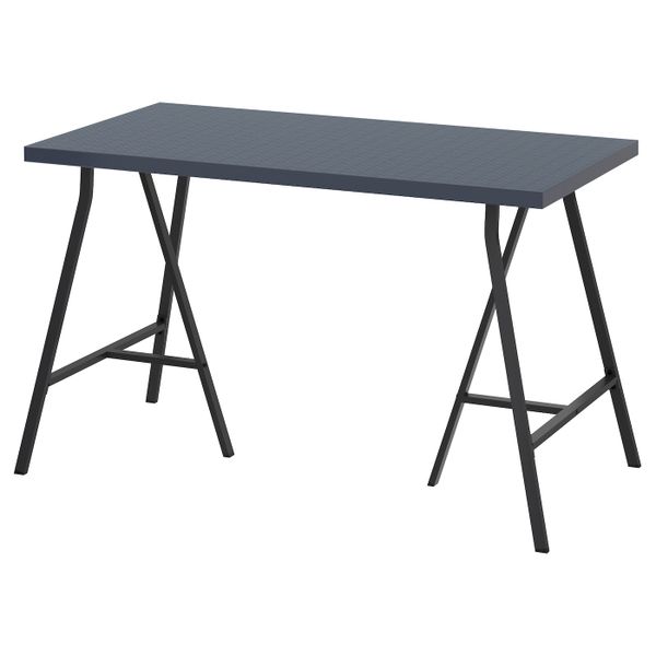 Стол, геометрический синий, серый 120x60 см IKEA ЛИННМОН / ЛЕРБЕРГ 092.793.47 - фото 1