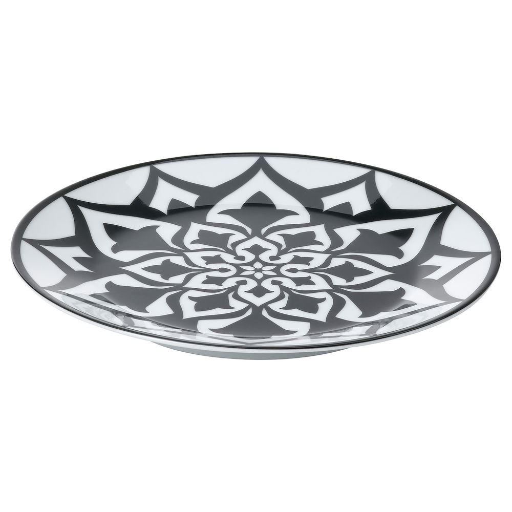 Тарелка десертная, белый, черный 20 см IKEA HEMBJUDEN ХЕМБЬЮДЕН 405.120.65 - фото 1