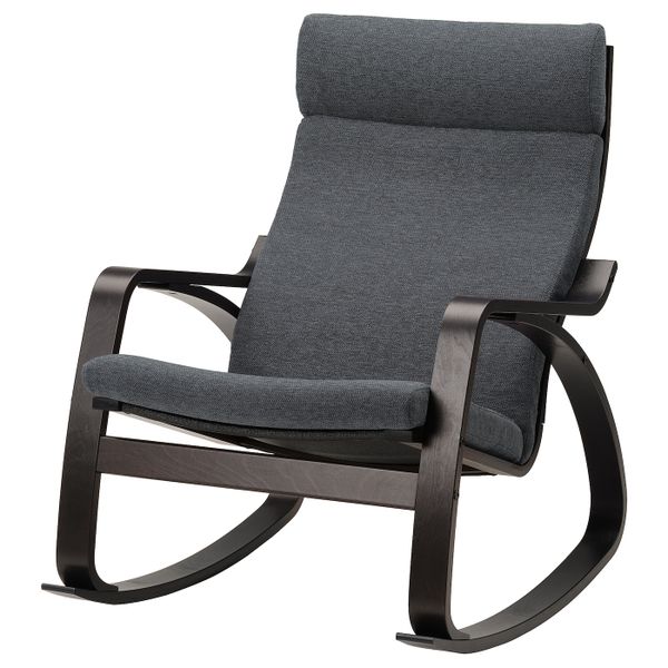 Кресло-качалка, черно-коричневый/Хили темно-серый IKEA POÄNG ПОЭНГ 293.987.78 - фото 1