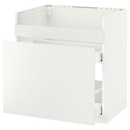 Напольный шкаф под мойку ДУМШЁ, 3 фасада, 2 ящика МЕТОД / МАКСИМЕРА, белый, Хэггеби белый