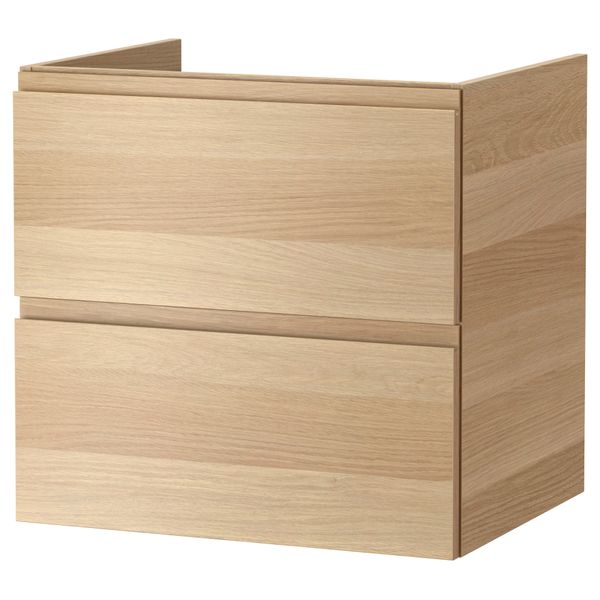 Шкаф для раковины с 2 ящиками, 60x47x58 см, под беленый дуб IKEA GODMORGON ГОДМОРГОН 602.261.95 - фото 2
