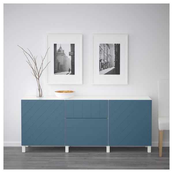 Комбинация для хранения с ящиками БЕСТО, белый, Халлставик темно-синий (180x40x74 см) - фото 2