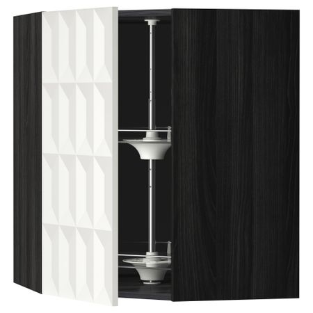 Угловой навесной шкаф с вращающейся секцией МЕТОД, черный, Гэррестад белый