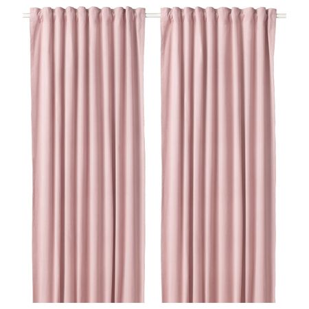 Затемняющие гардины, 2 шт., светло-розовый 140x300 см IKEA SANELA САНЕЛА 204.140.18