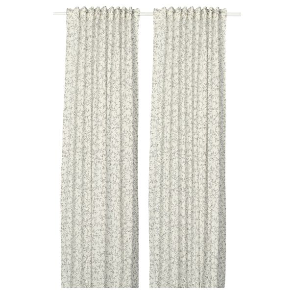 Гардины, 2 шт., белый, серый 145x300 см IKEA BRANDNÄVA БРАНДНЭВА 304.596.00 - фото 1