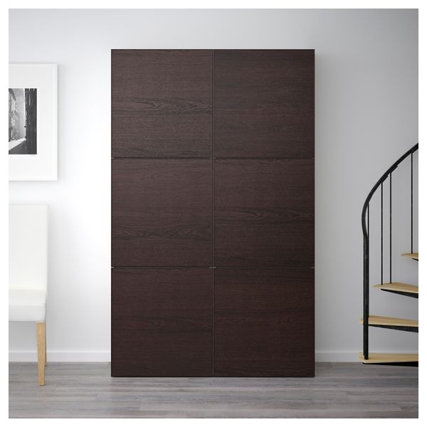 Комбинация для хранения с дверцами БЕСТО, белый, Инвикен черно-коричневый (120x40x192 см) - фото 2