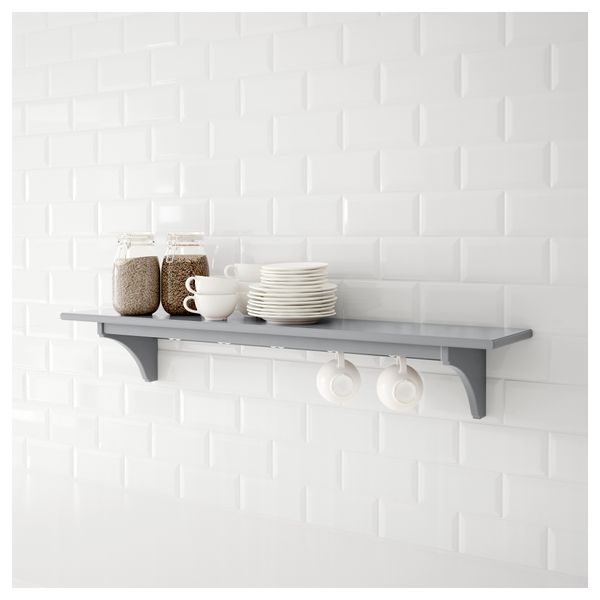 Полка навесная СТЕНСТОРП, серый - фото 2