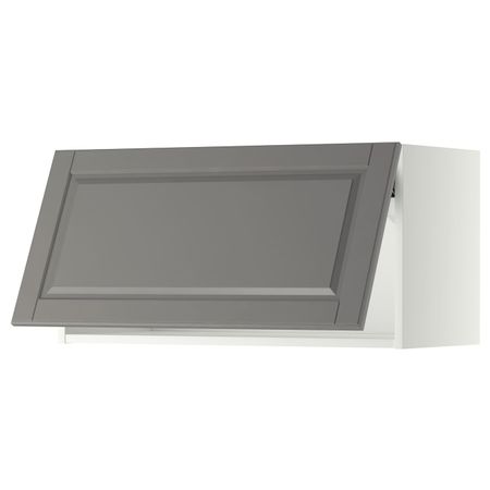 Навесной горизонтальный шкаф, белый/Будбин серый 80x40 см IKEA METOD МЕТОД 893.938.91