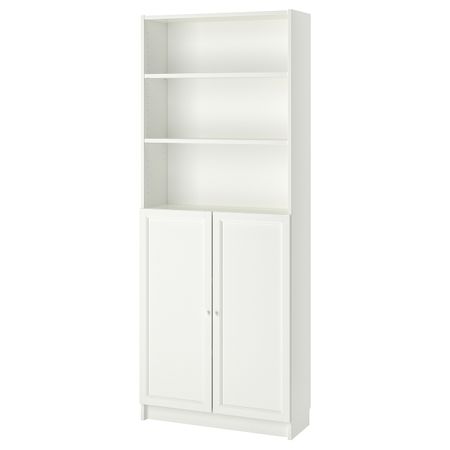 Стеллаж с дверьми, белый 80x30x202 см IKEA BILLY БИЛЛИ / OXBERG ОКСБЕРГ 892.810.68