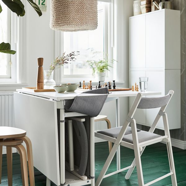 Складной стол/отделение для хранения, белый, светло-серый 89x98 см IKEA KALLHÄLL КАЛЛХЭЛЛ 505.112.25 - фото 8