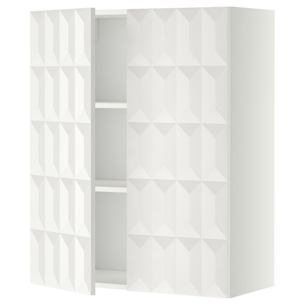 Навесной шкаф с полками, 2 дверцы МЕТОД, белый, Гэррестад белый - схема-чертеж с размерами