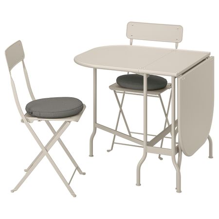 Садовый складной стол + 2 стула, бежевый/ФРЁСЁН/ДУВХОЛЬМЕН темно-серый IKEA САЛЬТХОЛЬМЕН 992.708.99