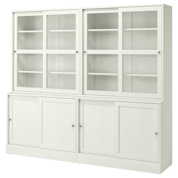 Комбинация с раздвижными дверьми, белый 242x47x212 см IKEA HAVSTA ХАВСТА 092.658.97 - фото 1