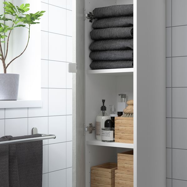 Высокий шкаф с 4 полками, дверцей, 30x32x180 см, белый, под бетон IKEA BEGIVENHET БЕГИВЕНХЕТ 793.224.94 - фото 4