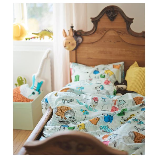 Пододеяльник и 1 наволочка ФЛИККОГА, белый, разноцветный (150x200/50x70 см) - фото 4