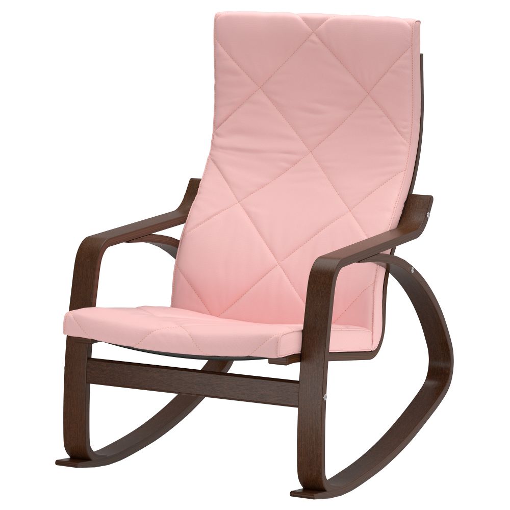 Кресло-качалка ПОЭНГ, коричневый, Эдум розовый - фото 1