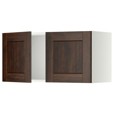 Навесной шкаф с 2 дверями, белый/Эдсерум коричневый 80x40 см IKEA METOD МЕТОД 392.267.67