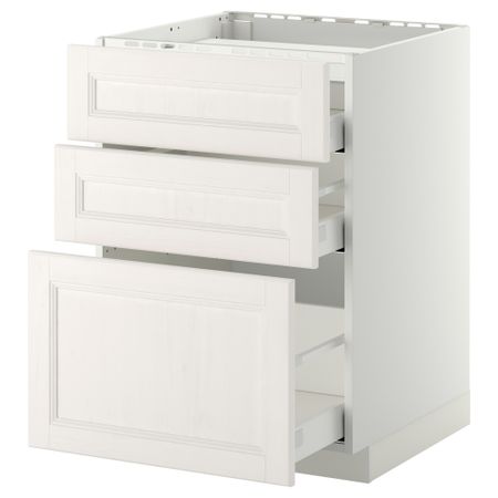 Напольный шкаф, 3 фронтальных панели, 3 ящика МЕТОД / МАКСИМЕРА, белый, Лаксарби белый