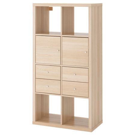 Стеллаж с 4 вставками, под беленый дуб, 77x147 см IKEA KALLAX КАЛЛАКС 891.975.93