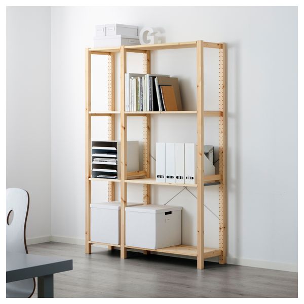 2 секции, полки ИВАР, сосна - фото 3