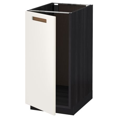 Напольный шкаф для мойки, мусорных контейнер МЕТОД, черный, Мэрста белый (40x60 см)
