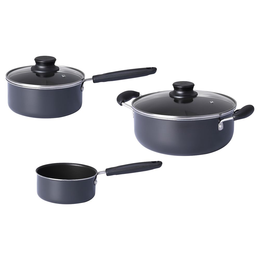 Набор кухонной посуды, 3 предметa, серый IKEA KVÄLLSVARD КВЭЛЛЬСВАРД 404.279.96 - фото 1