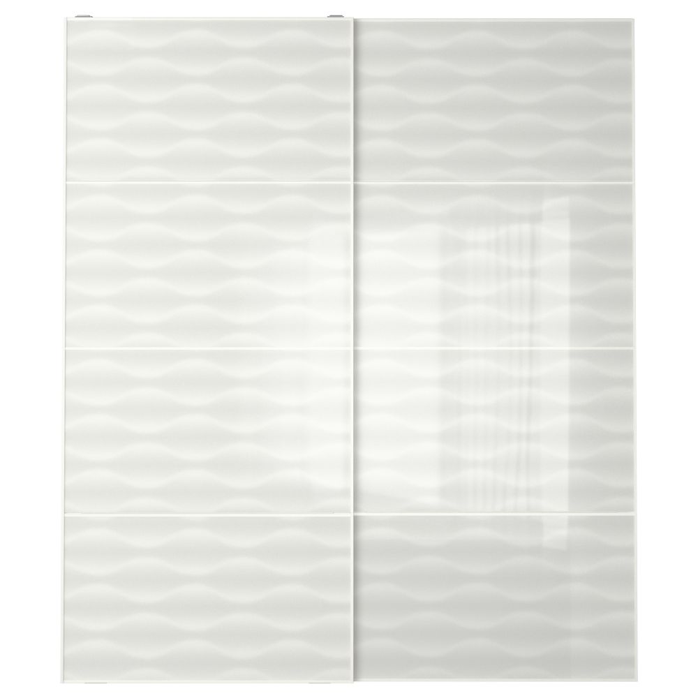 Пара раздвижных дверей ИННФЬОРДЕН, белое стекло - фото 1