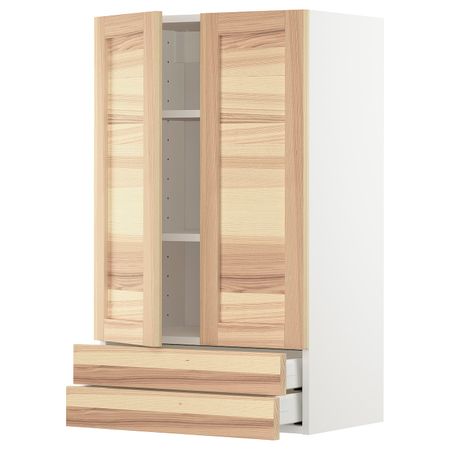 Навесной шкаф/2дверцы/2ящика, белый/Торхэмн ясень 60x100 см IKEA METOD МЕТОД / MAXIMERA МАКСИМЕРА 494.470.61