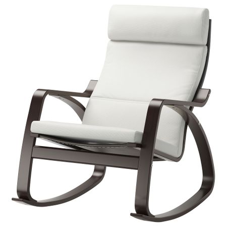 Кресло-качалка ПОЭНГ, черно-коричневый, Финнста белый