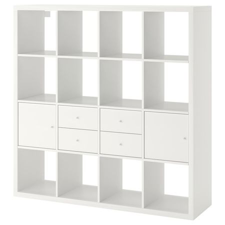 KALLAX Стеллаж с 4 вставками - белый 147x147 см