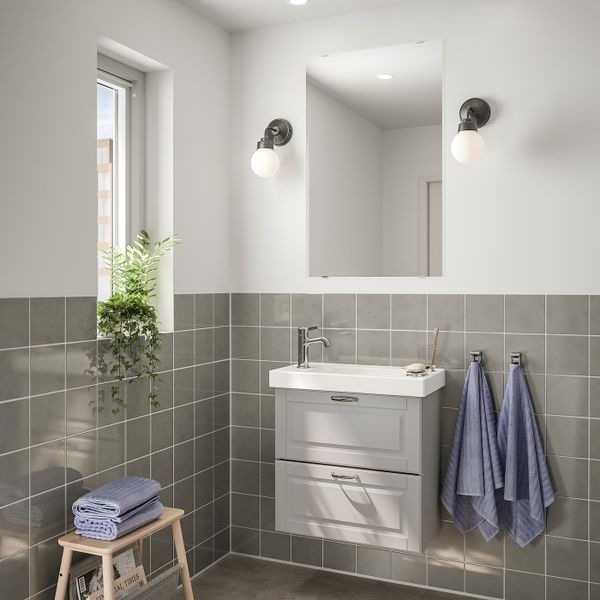 Комплект мебели для ванной, 4 предм., Кашён светло-серый, ВОКСНАН смеситель 63 см IKEA ГОДМОРГОН / ХАГАВИКЕН 993.324.54 - фото 2