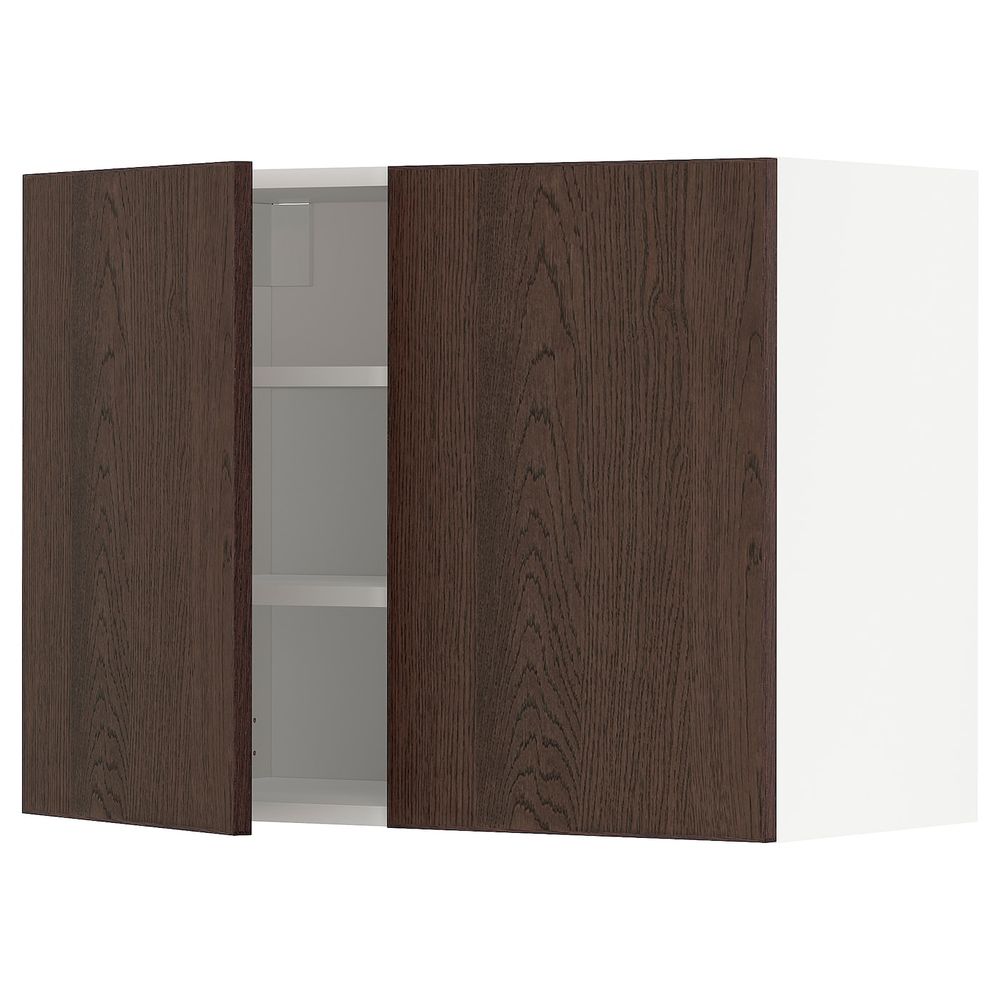 Навесной шкаф с полками/2дверцы, белый/Синарп коричневый 80x60 см IKEA METOD МЕТОД 294.046.56 - схема-чертеж с размерами