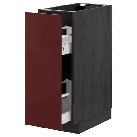 Напольный шкаф, выдвижной внутри элем, черный Калларп/глянцевый темный красно-коричневый 30x60 см IKEA МЕТОД / МАКСИМЕРА