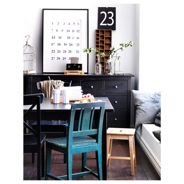 Комод с 8 ящиками ХЕМНЭС, черно-коричневый - фото 4