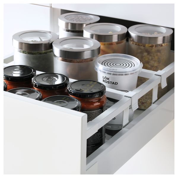 Высокий шкаф + полки, 4 ящика, 2 дверцы МЕТОД / МАКСИМЕРА, белый, Рингульт кремовый - фото 2