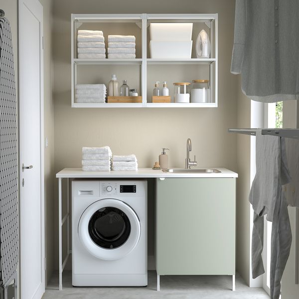 Комбинация для хранения, белый, бледный серо-зеленый, 139x63.5x87.5 см IKEA BEGIVENHET БЕГИВЕНХЕТ 794.973.23 - фото 3