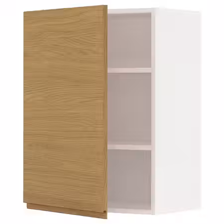 METOD Навесной шкаф с полками - белый/Voxtorp под дуб 60x80 см