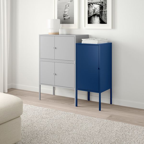 Комбинация шкафов, серый/темно-синий 95x35x92 см IKEA ЛИКСГУЛЬТ 492.791.85 - фото 2