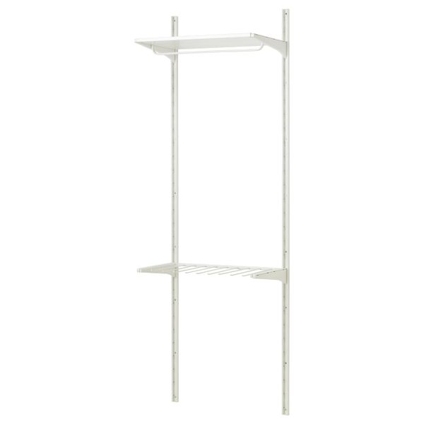 Настенная шина, полки, вешалка для/брюк, белый 65x40x196 см IKEA АЛЬГОТ 792.304.18 - схема-чертеж с размерами