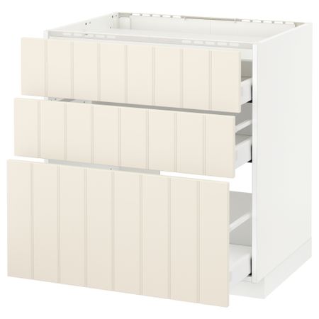 Напольный шкаф, 3 фронтальных панели, 3 ящика МЕТОД / МАКСИМЕРА, белый, Хитарп белый с оттенком