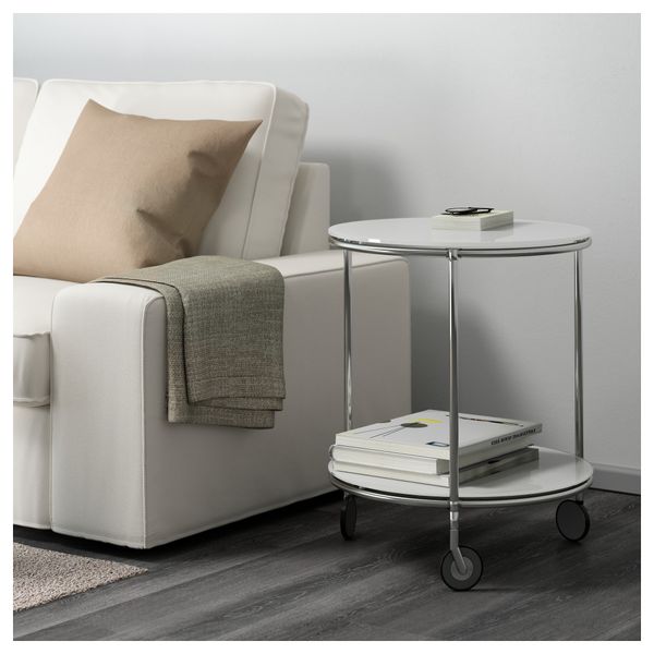 Придиванный столик СТРИНД, белый, никелированный (50 см) - фото 2