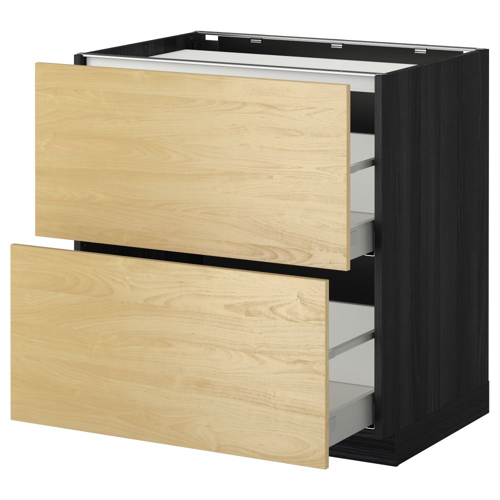 Напольный шкаф, 2 фронтальных панели, 3 ящика МЕТОД / МАКСИМЕРА, черный, Тингсрид береза - фото 1