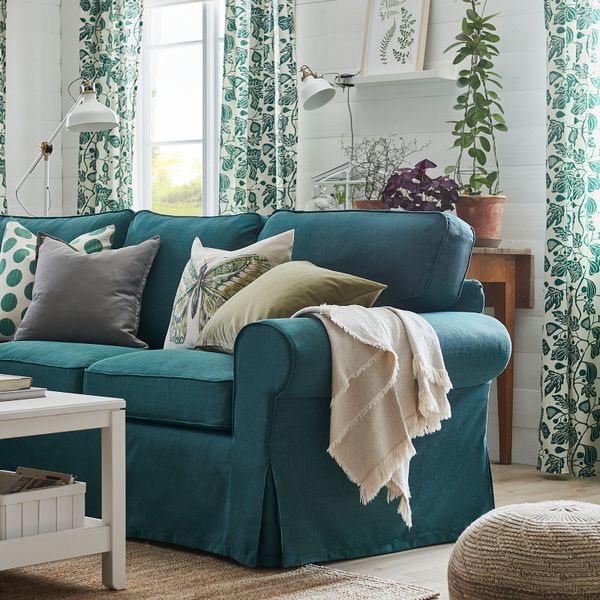 3-местный диван с козеткой, Totebo темная бирюза IKEA EKTORP ЭКТОРП 493.200.76 - схема-чертеж с размерами