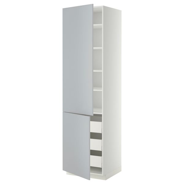 Высокий шкаф + полки, 3 ящика, 2 дверцы МЕТОД / МАКСИМЕРА, белый, Веддинге серый - фото 1