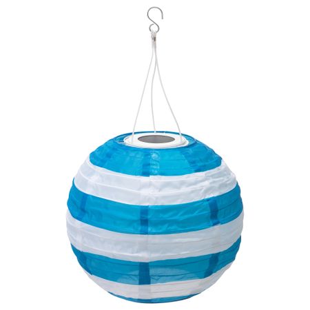 Подвесная светодиодная лампа СОЛВИДЕН, для сада шаровидный, в полоску синий (30 см)