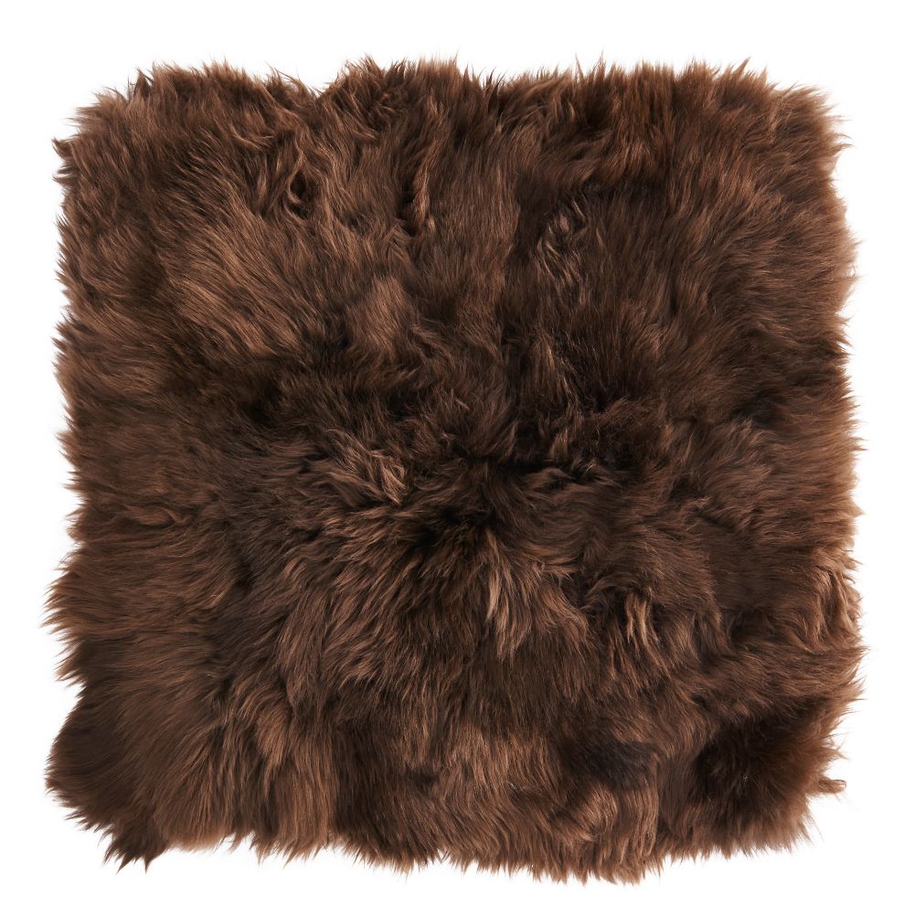 Чехол на подушку СКОЛЬД, овчина, коричневый (50x50 см) - фото 1