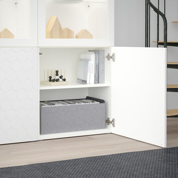 Комбинация для хранения + стеклянная дверц, белый/вассвикен белый прозрачное стекло 120x40x192 см IKEA БЕСТО 992.666.42 - схема-чертеж с размерами