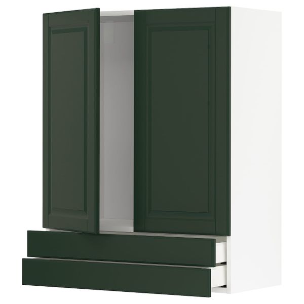 Навесной шкаф/2дверцы/2ящика, белый/Будбин темно-зеленый 80x100 см IKEA METOD МЕТОД / MAXIMERA МАКСИМЕРА 893.123.76 - фото 1