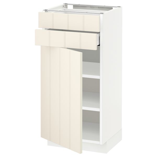 Напольный шкаф с дверцей, 2 ящиками МЕТОД / МАКСИМЕРА, белый, Хитарп белый с оттенком - схема-чертеж с размерами