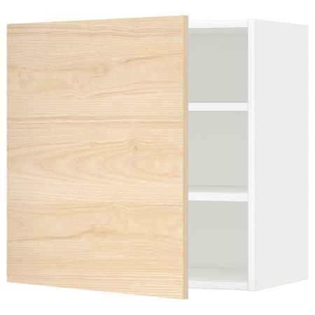 Навесной шкаф с полками, белый/Аскерсунд под светлый ясень 60x60 см IKEA METOD МЕТОД 694.445.23